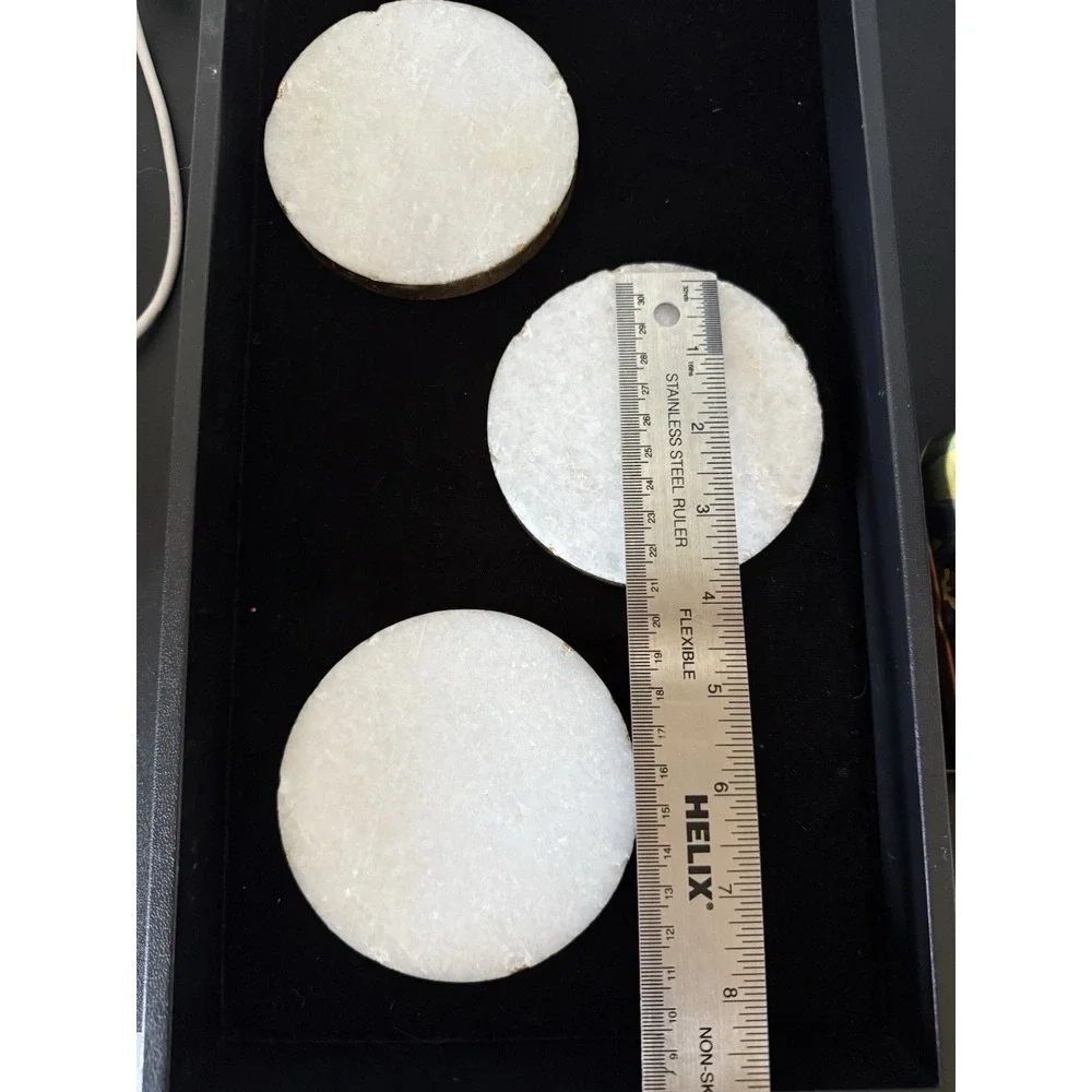 Three Drusy Like Stone Coasters‎ With Gold Metallic Edges. 3895